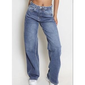 NWT Katch Me Wide Leg Stretch Jeans Women XL Denim Washed Blue High Waist
